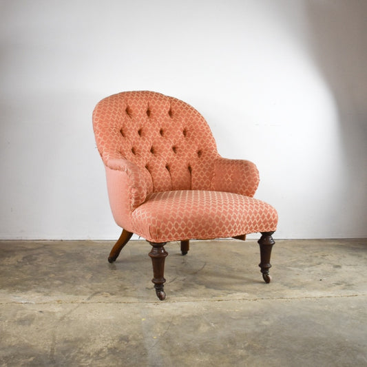 Pink Buttoned Back Library Chair