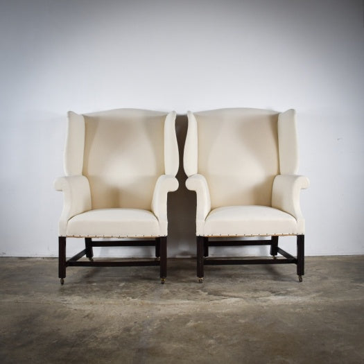 Pair of good generous bespoke wing chairs