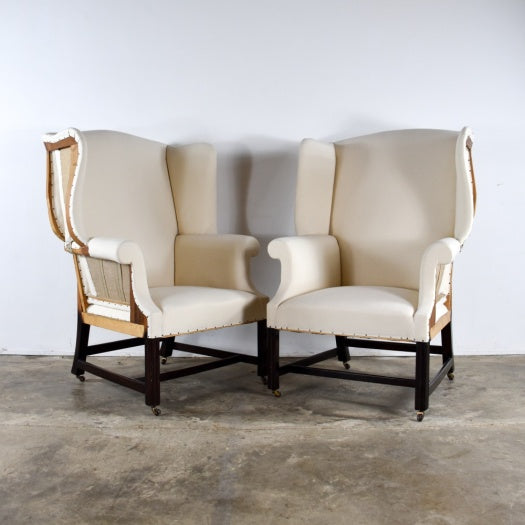 Pair of good generous bespoke wing chairs