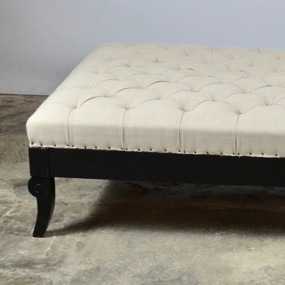 Ebonised Footstool, Upholstery Inc.