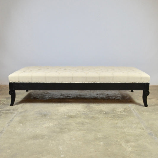 Ebonised Footstool, Upholstery Inc.