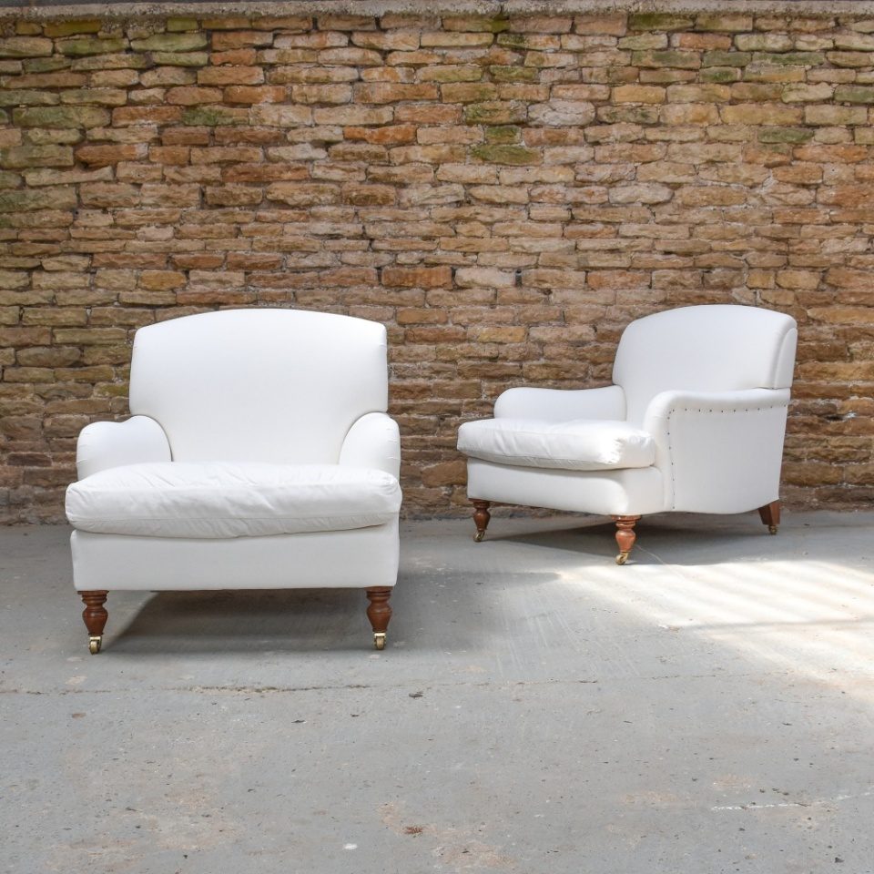 Pair Deep Seated Armchairs