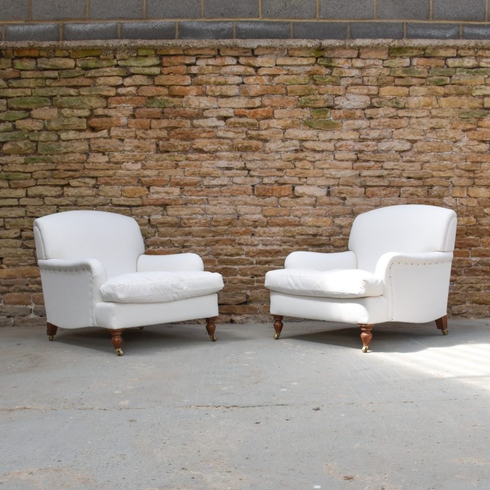 Pair Deep Seated Armchairs