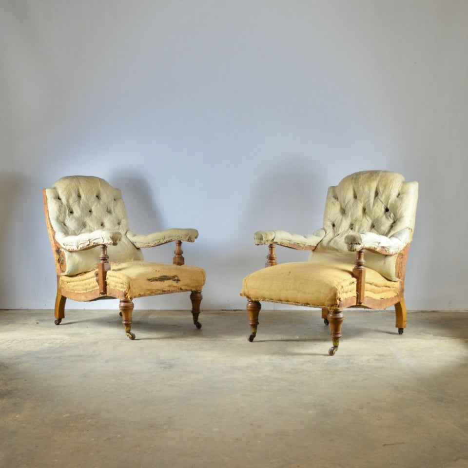 Pair of Open Arm Library Chairs