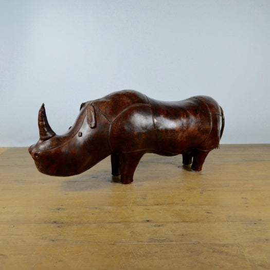 Large Leather Rhino Footstool