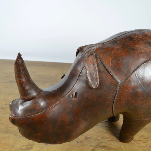 Large Leather Rhino Footstool