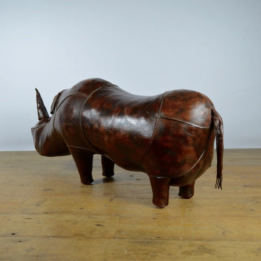 Large Leather Rhino Footstool