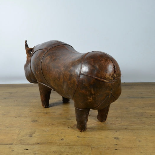 Large Leather Rhino Footstool