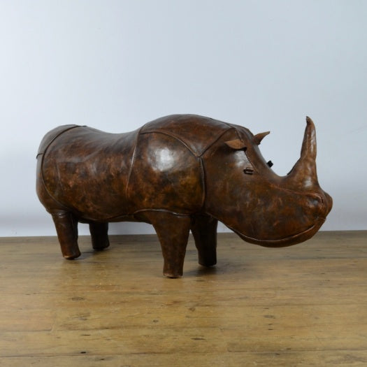 Large Leather Rhino Footstool