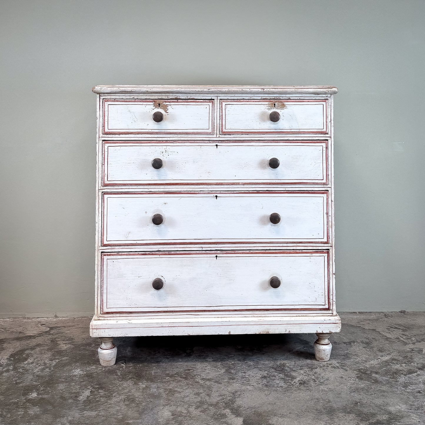 1177 19th Century Pine Painted Chest of Drawers