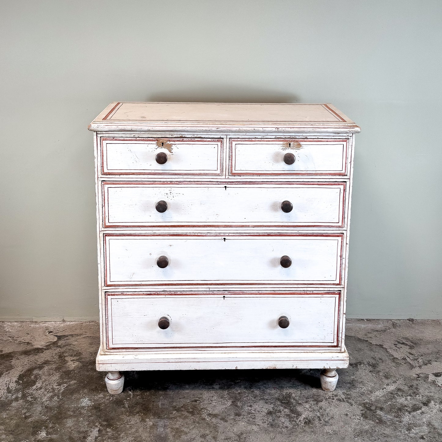 1177 19th Century Pine Painted Chest of Drawers