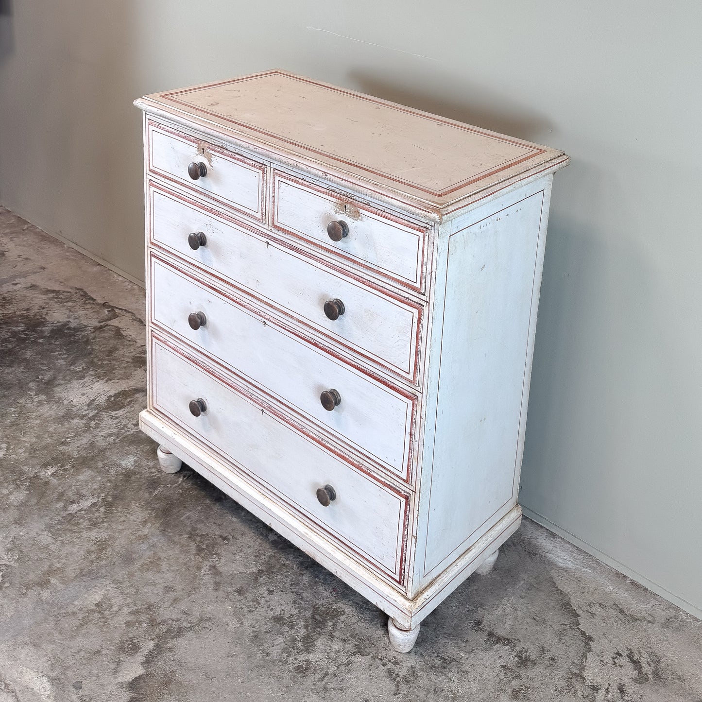 1177 19th Century Pine Painted Chest of Drawers