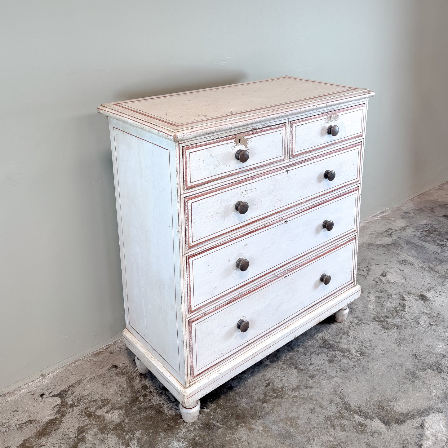 1177 19th Century Pine Painted Chest of Drawers