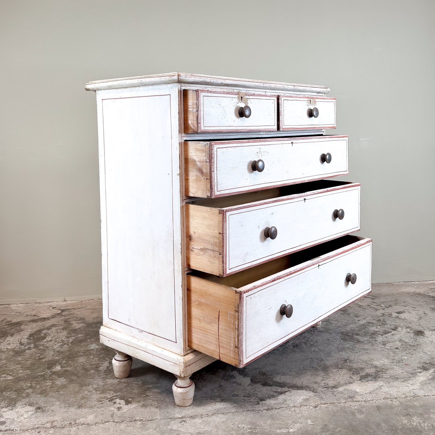 1177 19th Century Pine Painted Chest of Drawers