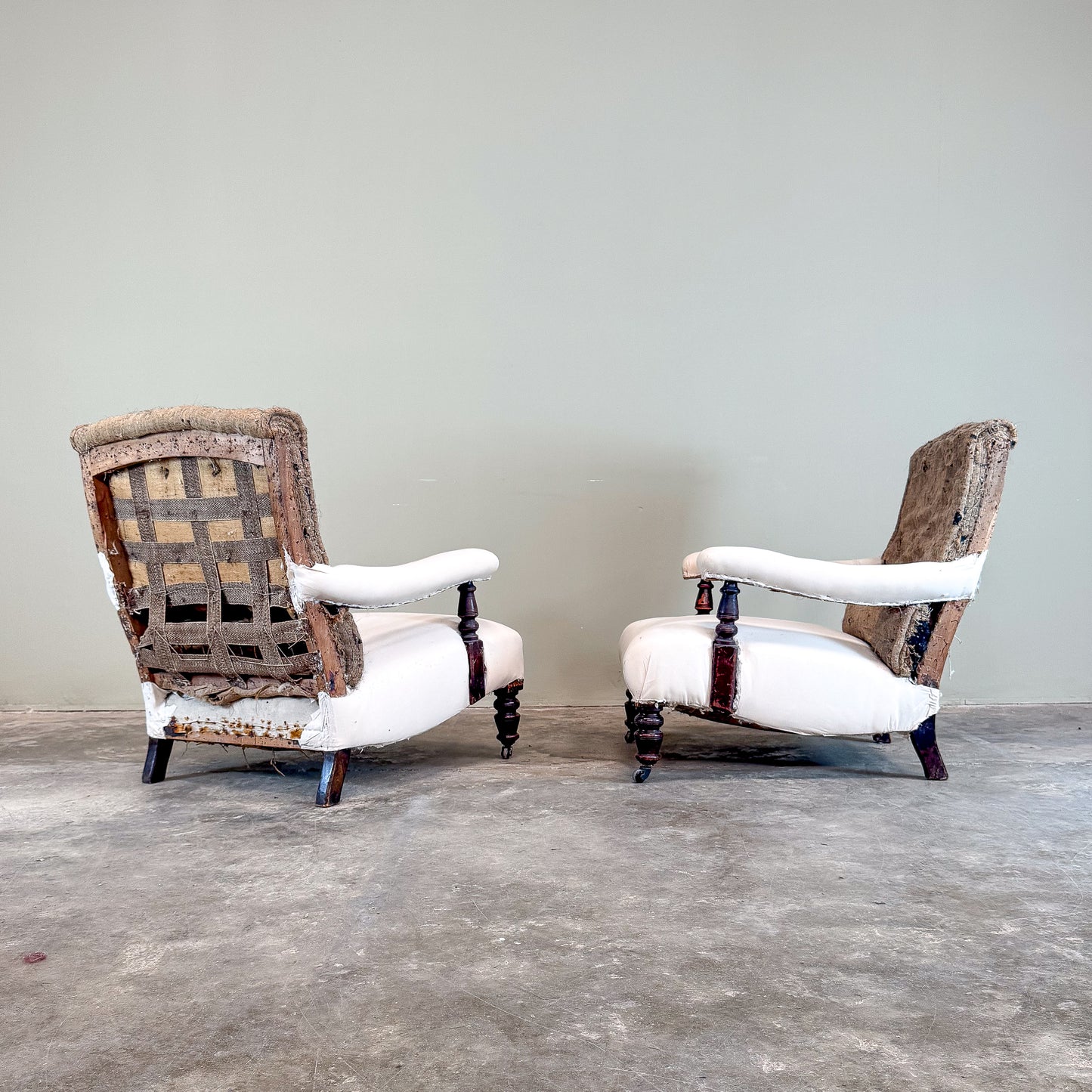 C008a Large Pair of Open Arm Library Chairs