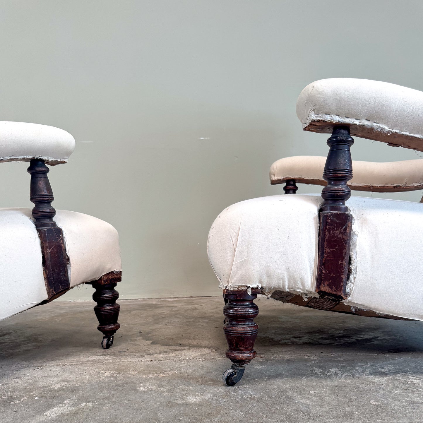 C008a Large Pair of Open Arm Library Chairs
