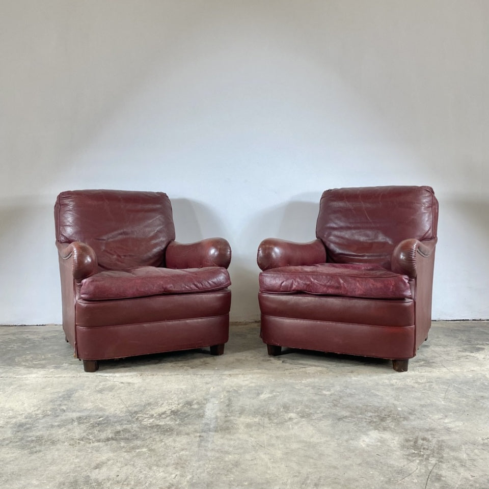 Pair of 20th Century Leather Armchairs