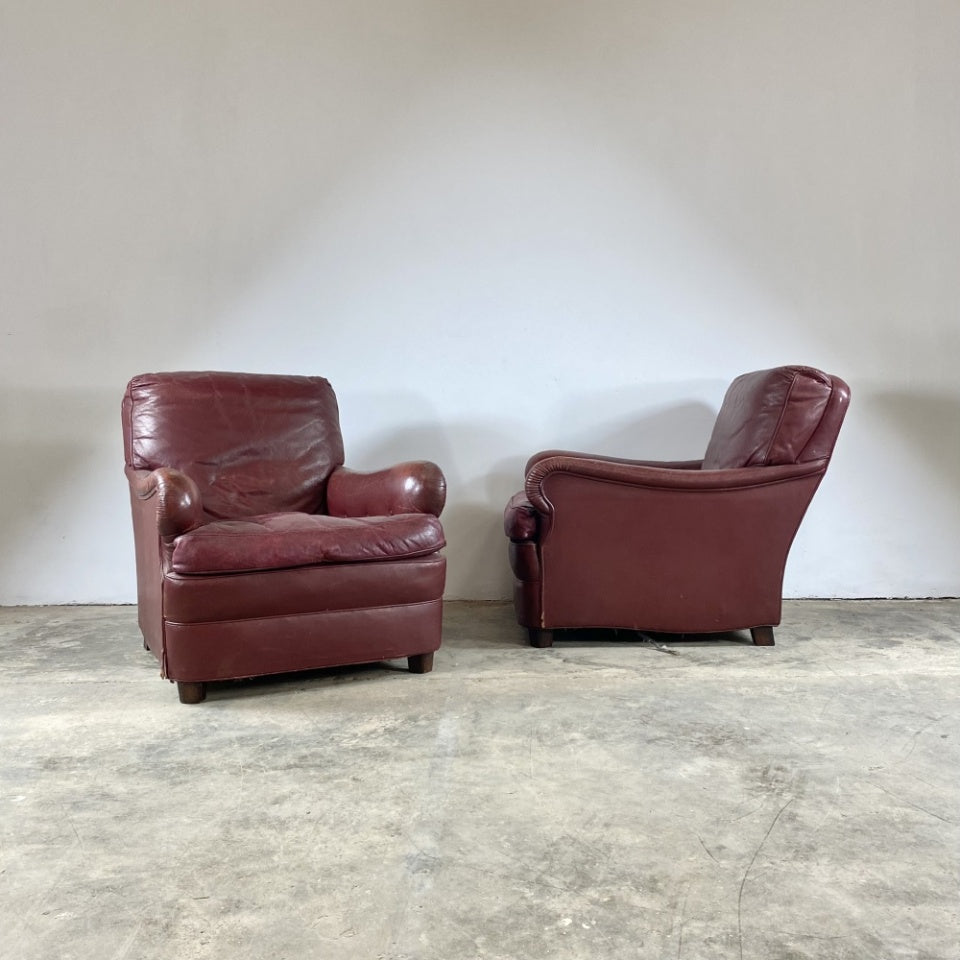 Pair of 20th Century Leather Armchairs