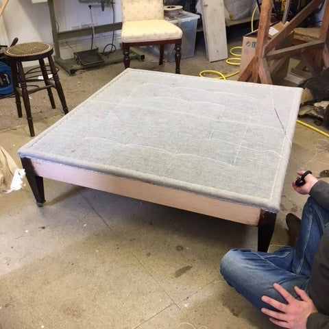 Footstool With Mahogany Legs - Full Upholstering Included