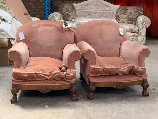 W04 Pair of 1930's Pink Armchairs