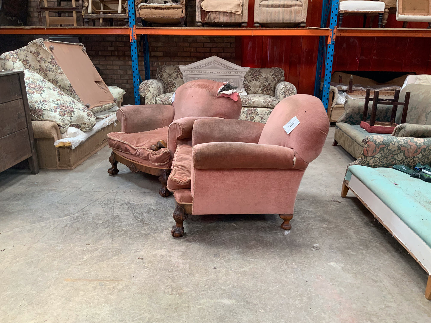 W04 Pair of 1930's Pink Armchairs