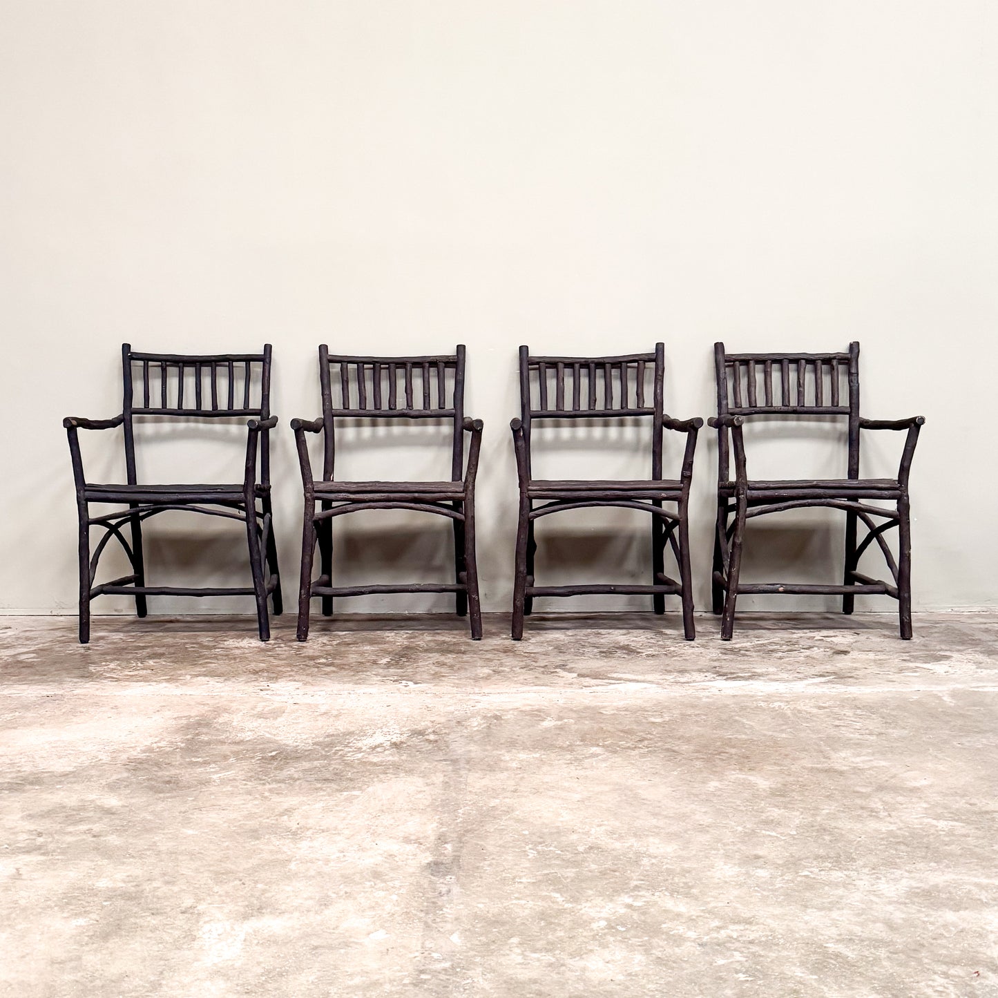 C1281 Set of Four Ebonised Twig Chairs