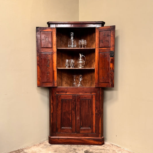 1124 Yew Wood Corner Cupboard