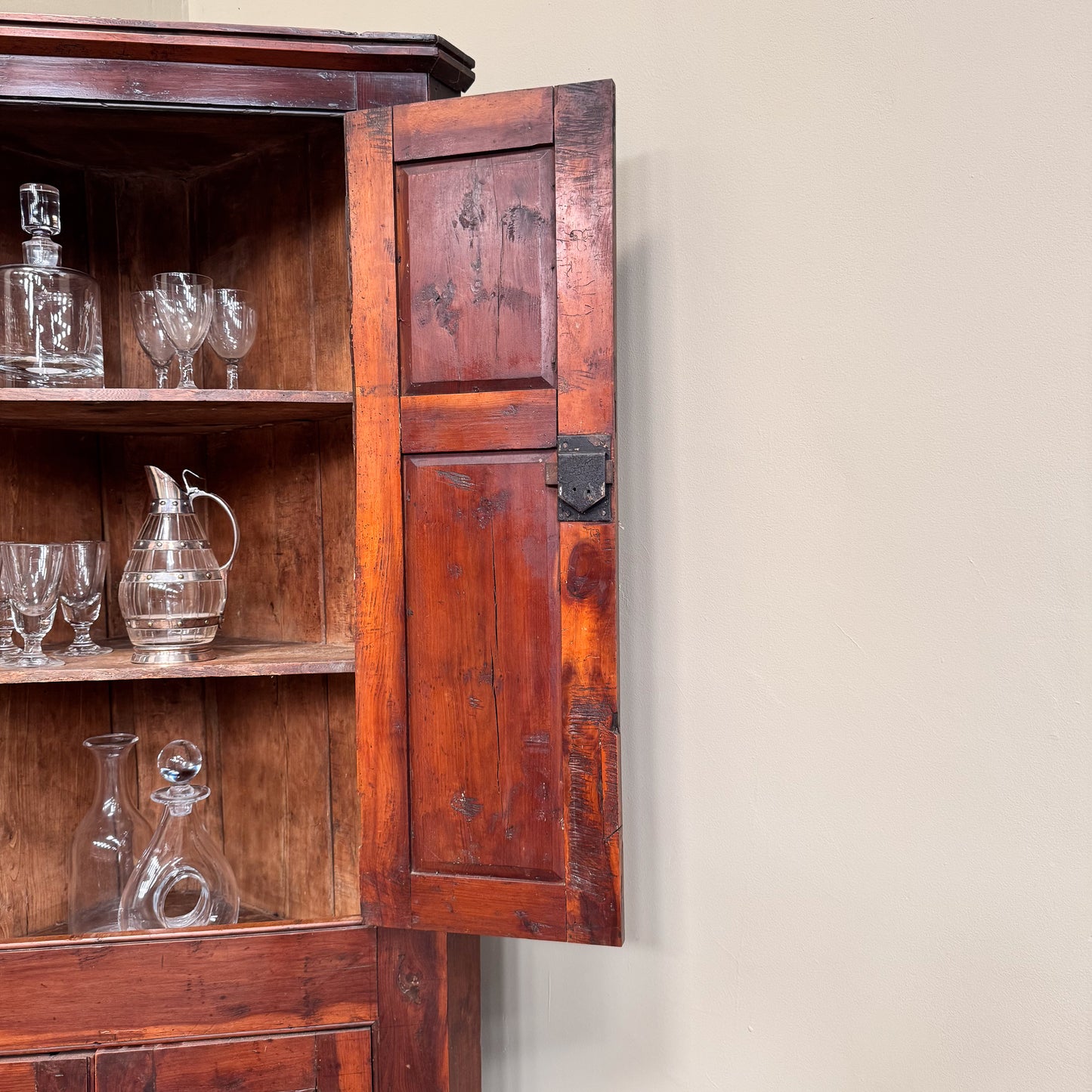 1124 Yew Wood Corner Cupboard