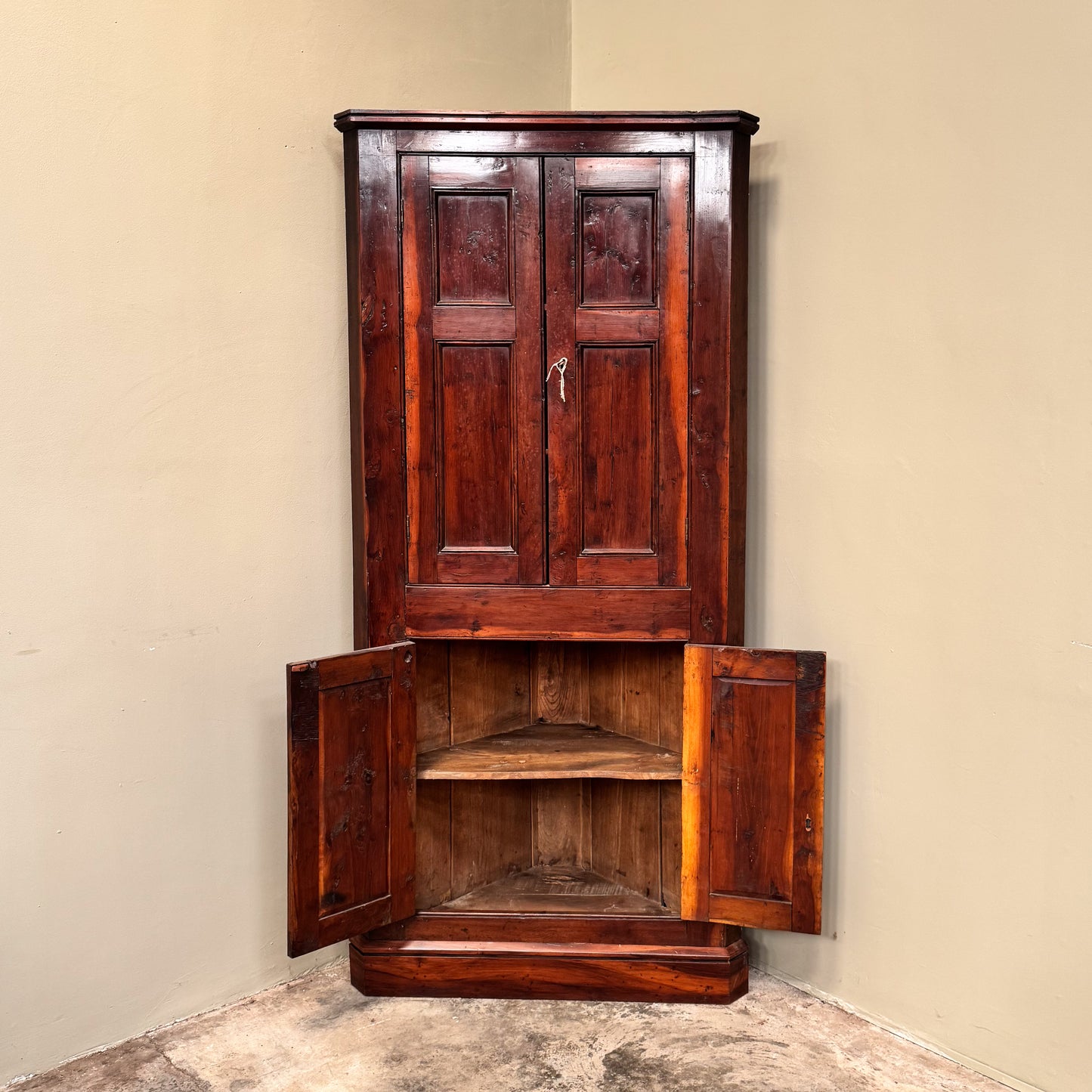 1124 Yew Wood Corner Cupboard