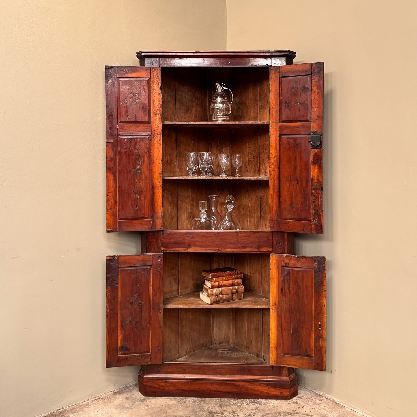 1124 Yew Wood Corner Cupboard