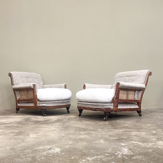 C1260 Matched pair of Howard Style Club chairs