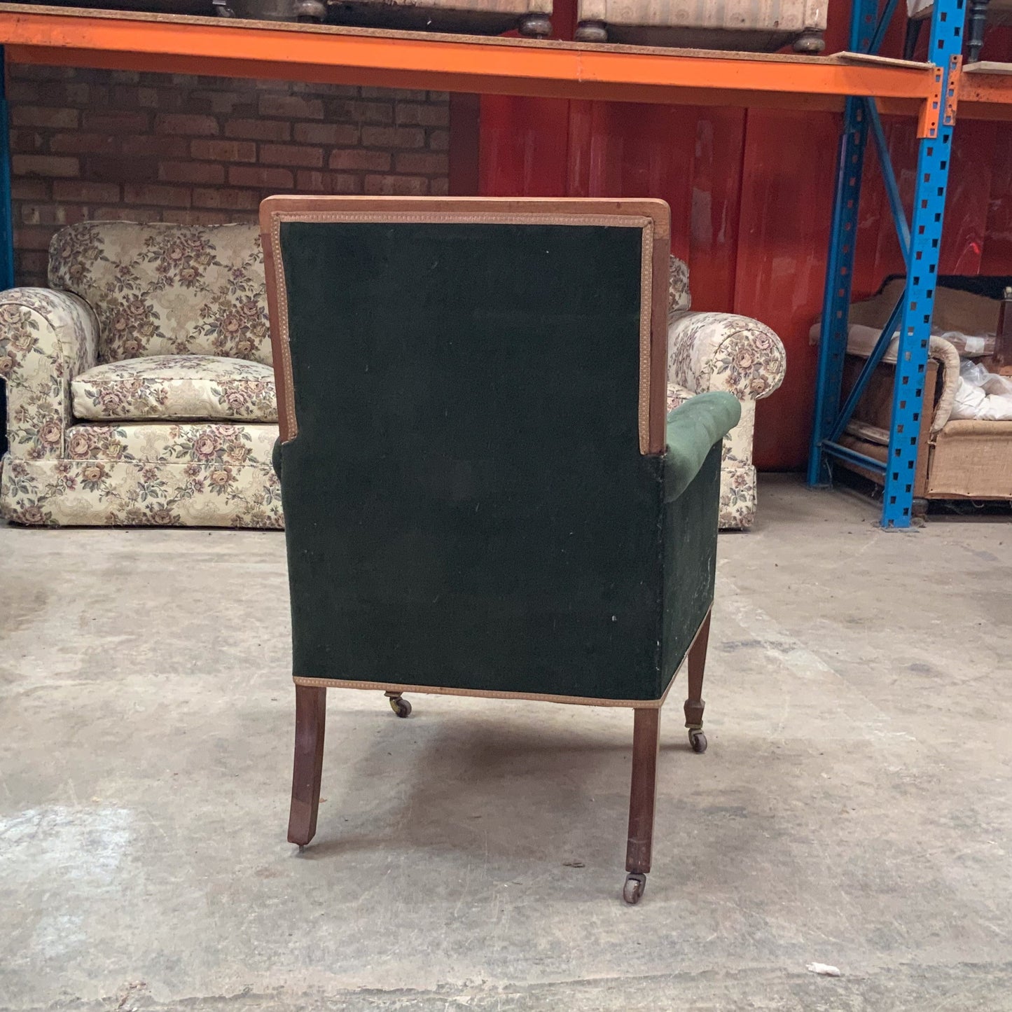 W11 Green Velvet Library chair