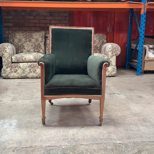 W11 Green Velvet Library chair