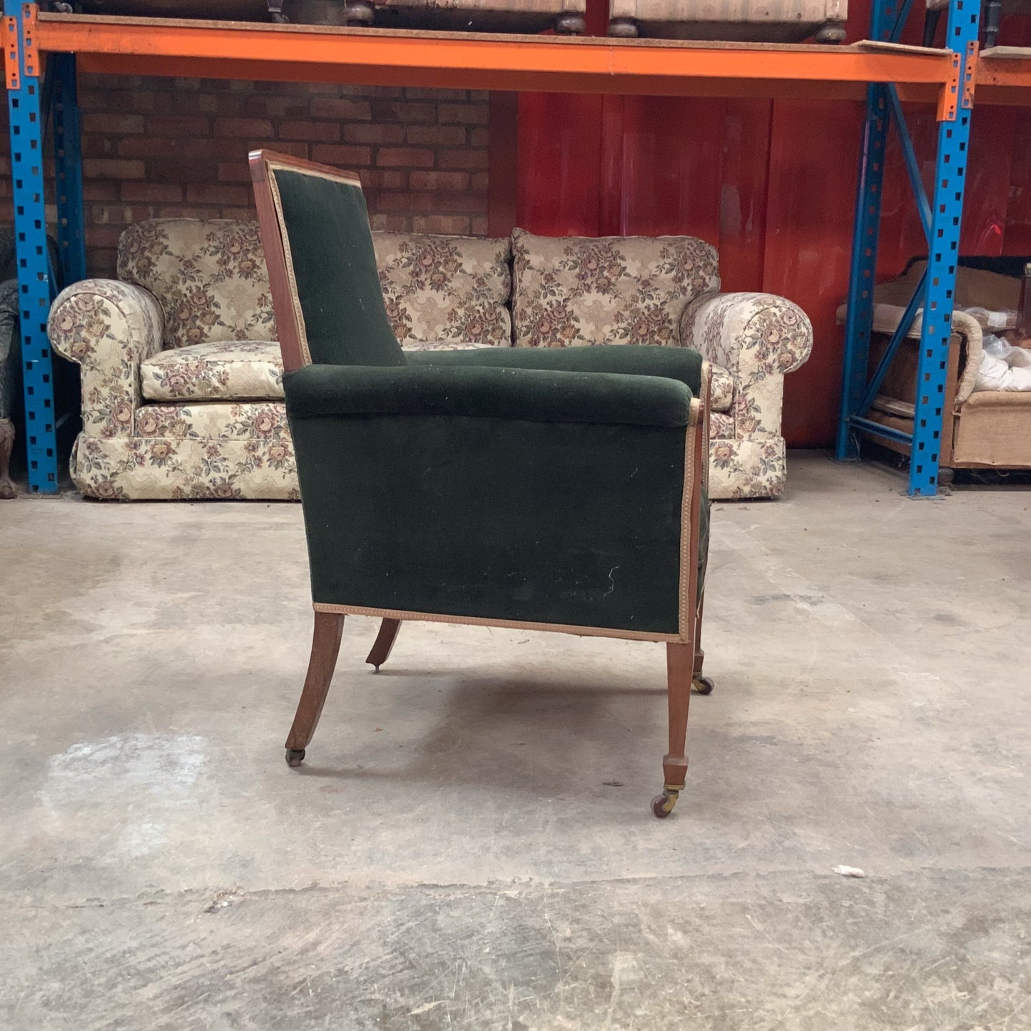 W11 Green Velvet Library chair